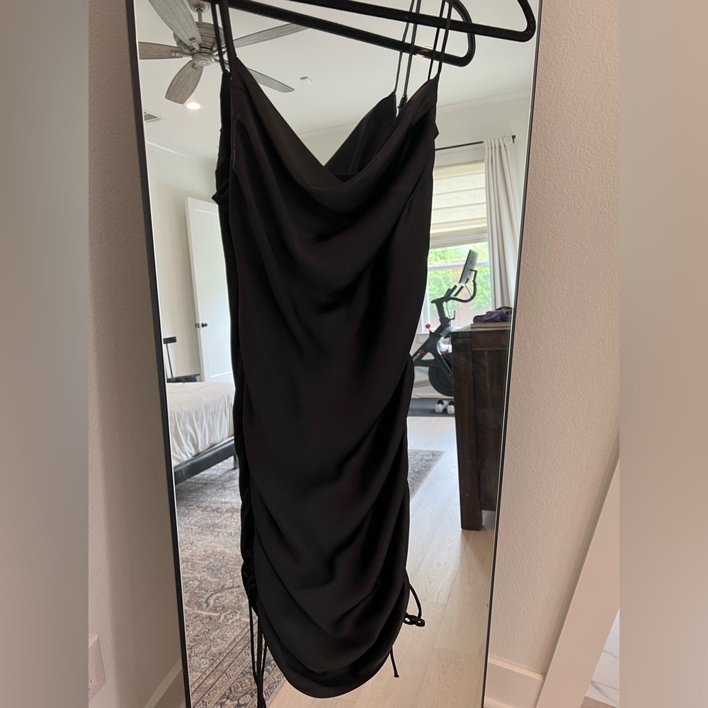 Zara Satin Effect Dress with side tie and cowl neck